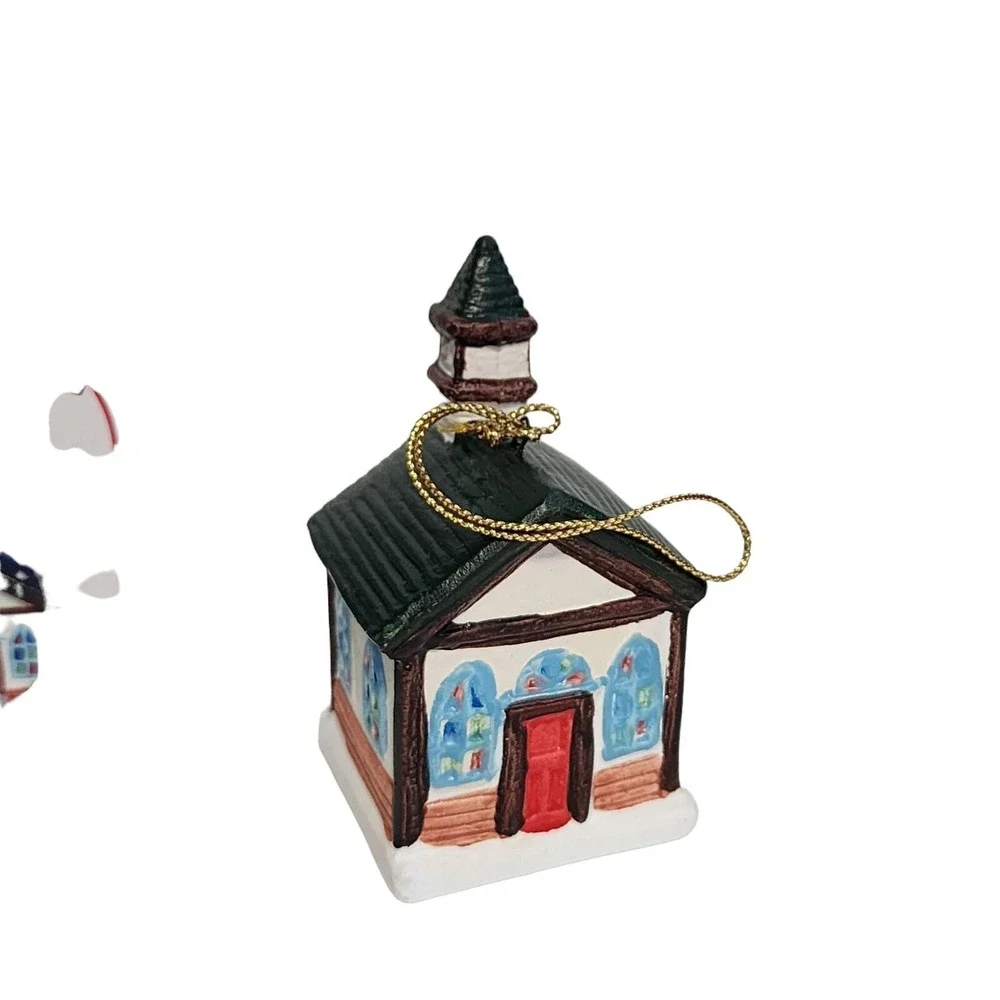 Red Apple Traditions Country Church‎ Ceramic Ornament with Box